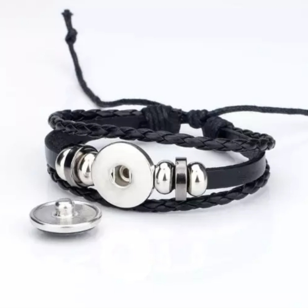 NEW Vintage Superman Leather Bracelet Noosa Snap Dome Glass Bracelet - Picture 2 of 3